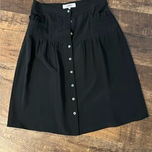 Tibi Black A-Line Button-Front Skirt
